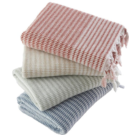 SKL Home Longborough Bath Towel, 100% Turkish Cotton, Sage | 640 GSM weight. Spa-level quality. Soft & absorbent jacquard with hand-knotted tassels.