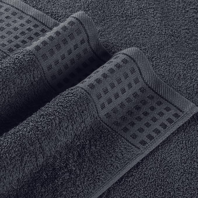 GLAMBURG 100% Cotton 2 Pack Oversized Bath Towel Set 28x55 Inches, Ultra Soft Highly Absorbant Compact Quickdry & Lightweight Large Bath Towels, Ideal for Gym Travel Camp Pool - Charcoal Grey