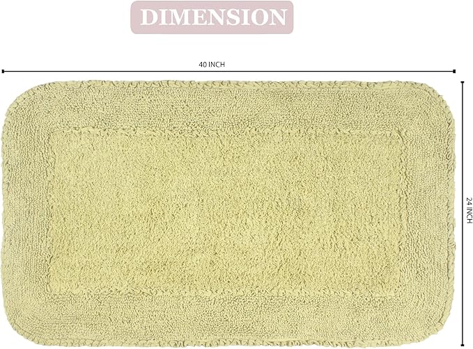 Home Weavers Radiant Collection 100% Cotton Bathroom Rugs Set, Machine Washable Rug, Extra Soft and Absorbent Bath Rug, Kitchen Mat, Bath Mat Set, Bath Floor Mat Non Slip, 24"x40" Rectangle, Green