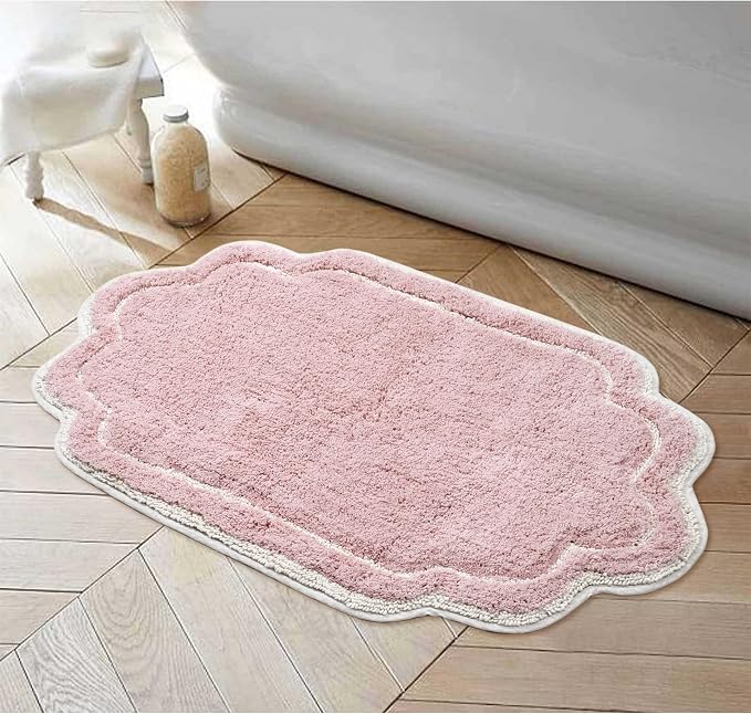 Home Weavers Allure Collection 100% Cotton Tufted Bathroom Rug, Soft and Absorbent Bath Rugs, Non-Slip Bath Carpet, Machine Wash Dry Bath Mats for Bathroom Floor, 24"x40" Bath Rug, Pink