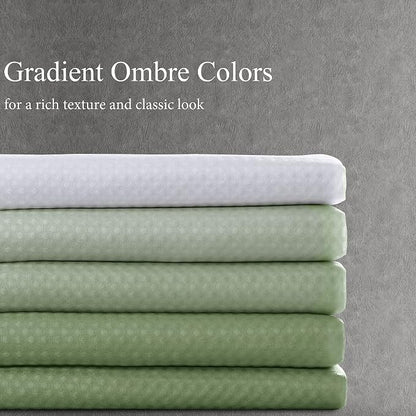 Shower Curtain 72 inches Long 6FT for Bathroom 1 Panel Sage Green | Ombre Waffle, Shower Curtains with Hook, Water Repellent, Boho Farmhouse, Simple Modern Bath Decor, 72x72