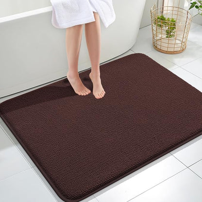 OLANLY Memory Foam Large Bathroom Rugs 40x32, Absorbent Bath Mat, Brown | Soft Quick Dry Bath Rugs, Non-Slip Carpet, Machine Washable Mat for Bathroom Floor, Tub and Shower, Home Decor Accessories