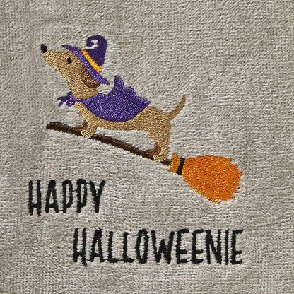 SKL Home Happy Halloweenie Hand Towel Set-2pc, 100% Cotton, Gray | Soft, embroidered velour. Great for the bathroom, kitchen or bar & holiday gifting.
