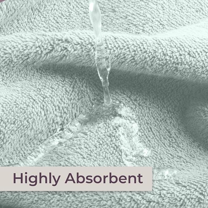 Lavish Home 8PC Bathroom Towels Set - 575GSM 100% Cotton Bathroom Essentials with 2 Bath Towels, 2 Hand Cloths, 2 Wash Cloths, and 2 Fingertip Fabric for Shower, Gym, Dorm and Spa (Seafoam)