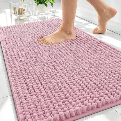 OLANLY Thick Chenille Absorbent Bathroom Rugs Mat 34x21, Dusty Rose | Soft Bath Rugs, Rubber Backing, Machine Wash Dry, Bath Mats for Bathroom, Tub and Shower, Home Decor Accessories