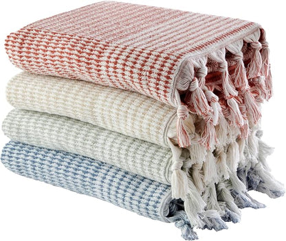 SKL Home Longborough Bath Towel, 100% Turkish Cotton, Spice | 640 GSM weight. Spa-level quality. Soft & absorbent jacquard with hand-knotted tassels.