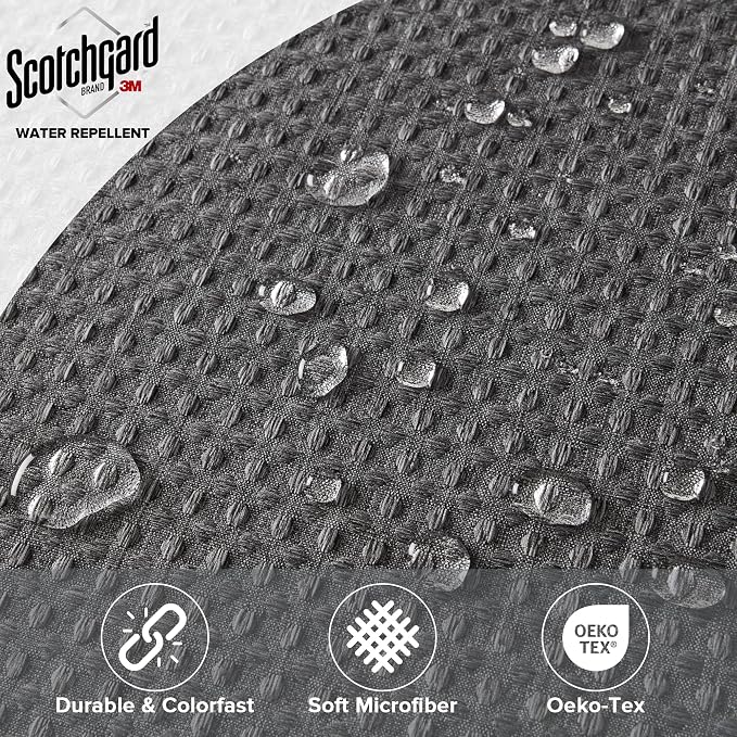 Madison Park Arbor Waffle Long Shower Curtain, 72 x 78, Charcoal | Adds Privacy, Machine Washable, Farmhouse, OEKO-TEX Certified Bathroom Curtain, 3M Scotchgard Moisture Management
