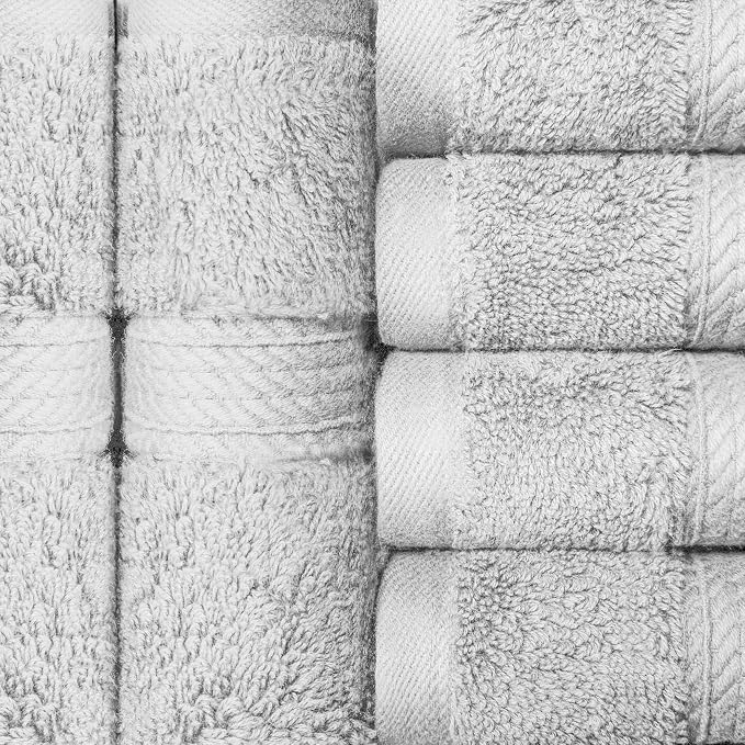 SUPERIOR Egyptian Cotton Plush & Absorbent, Face Towel Set of 6, Silver | Quick Dry, Soft Luxury Towel Set, Bath Essentials for Bathroom, Guest Bath, Spa, 2 Piece Face, Madeline Towels
