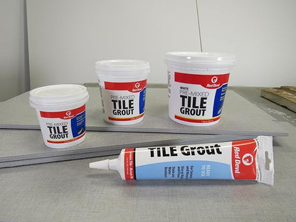 Red Devil 0424 Pre-Mixed Tile Grout - Professional Quality, Excellent Adhesion, Ideal for Wall & Floor Use - 1 Quart, White, Pack of 6, Made in USA
