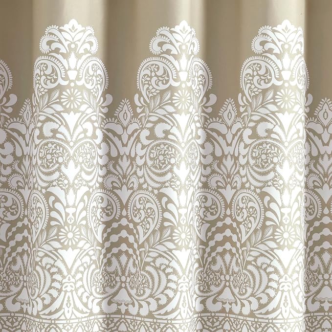 Lush Decor Boho Medallion Shower Curtain Single 72" W x 72" L Neutral - Boho Shower Curtains for Bathroom Decor - Beige Bathroom Curtain