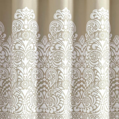 Lush Decor Boho Medallion Shower Curtain Single 72" W x 72" L Neutral - Boho Shower Curtains for Bathroom Decor - Beige Bathroom Curtain