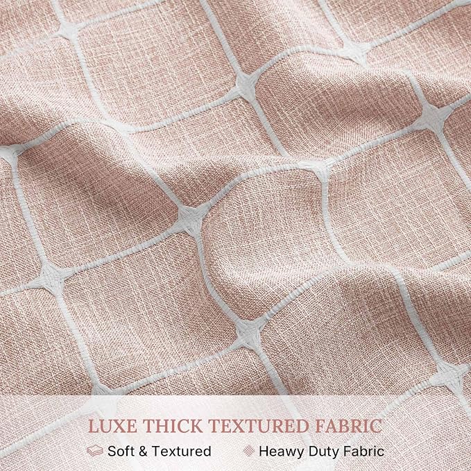 River Dream Farmhouse No Hooks Shower Curtain with Snap-in Liner,Pink,71x74 | Snap on Fabric Liner,Heavy Duty,Quick Dry,Mesh Top Window,With Bottom Magnets,Washable,with Tassels,Standard Size
