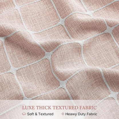 River Dream Farmhouse No Hooks Shower Curtain with Snap-in Liner,Pink,71x74 | Snap on Fabric Liner,Heavy Duty,Quick Dry,Mesh Top Window,With Bottom Magnets,Washable,with Tassels,Standard Size