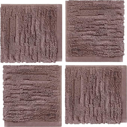 SKL Home CloudSoft Washcloth Set, 4-Piece, 100% Cotton Luxury, Soft Plum | Premium spa-level quality. 520 GSM weight. Ultra plush & absorbent.