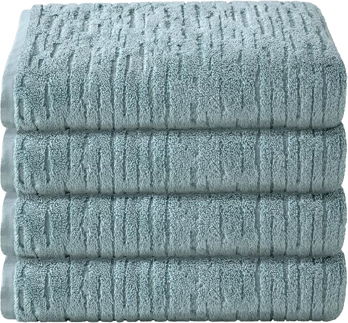 SKL Home CloudSoft 100% Cotton Luxury 4-Piece Bath Towel Set, Teal | Premium spa-level quality. 600 GSM weight. Ultra plush & absorbent.
