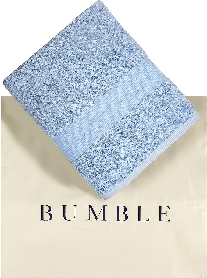 Luxury Oversized Bath Towels | 650 GSM, 34" x 56" | Hotel Quality, Soft & Highly Absorbent | Quick Dry, Thick, Combed Cotton Bathroom Towels | Sky Blue - 4 Pack