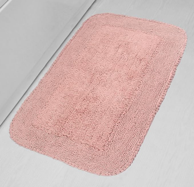 Home Weavers Radiant Collection 100% Cotton Bathroom Rugs Set, Machine Washable Rug, Extra Soft and Absorbent Bath Rug, Kitchen Mat, Bath Mat Set, Bath Floor Mat Non Slip, 24"x40" Rectangle, Pink