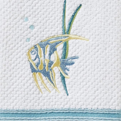 SKL Home Ocean Watercolor Hand Towel, White (2-Pack), 16 x 26 | 100% Cotton. 550 GSM. Plush & absorbent. For use in the bathroom, kitchen or bar. Great for Airbnb & beach décor.
