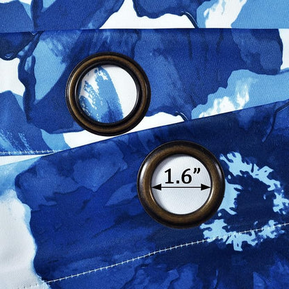 Lush Decor Leah Light Filtering Window Curtain Panels, Pair, 52" W x 84" L, Navy & White - Floral Drapes for Bedroom - Navy Curtains - Farmhouse Decor