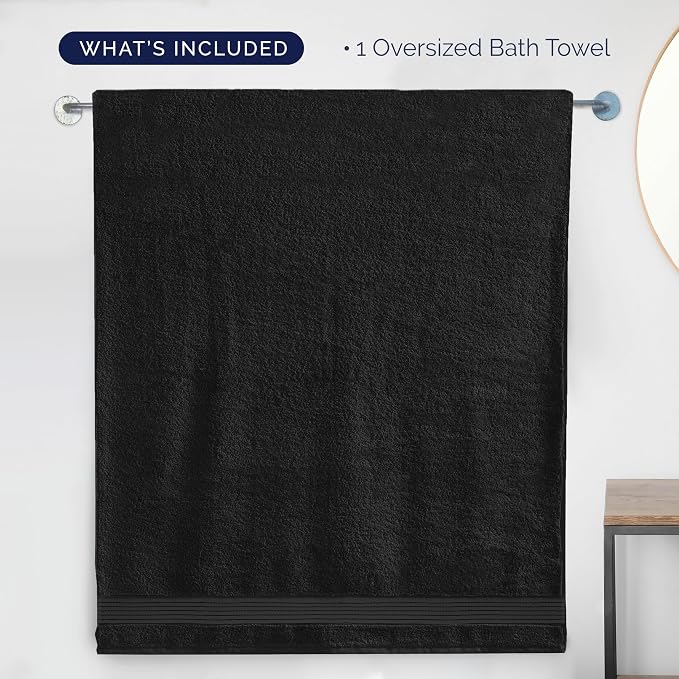 Elegant Comfort Premium Super Soft Highly Absorbent 1 Piece Oversized Bath Sheet - 40" x 80" inch, Luxurious Hotel Spa Quality 100% Turkish Cotton Extra Large Bath Towels for Adults, Black