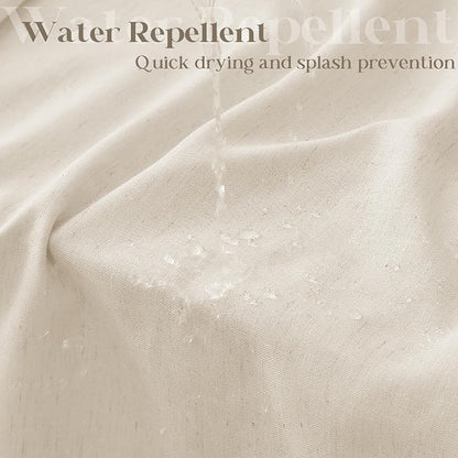 Beige Linen Shower Curtain for Bathroom Water Repellent 72x90 Inch | Extra Long Tall, Shower Curtains 90 Inches Long, Cloth Bath Drapes, Boho Vintage Country Rustic Neutral, Curtain, Warm Tan