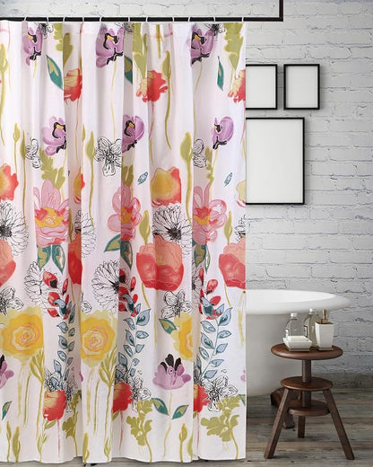 Greenland Home Fashions Fabric Sensations Shower Curtain, Stylish Bathroom Decor, Machine Washable, 72 inches x 72 inches, Watercolor Dream White