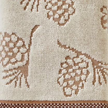SKL Home Fall/Winter/Christmas Pinecone Hand Towel Set-2pc, Jacquard, Wheat | 100% Cotton. 550 GSM. Soft & absorbent jacquard. For the bathroom, kitchen or bar. Fun for fall, lodge/cabin décor & gifting.