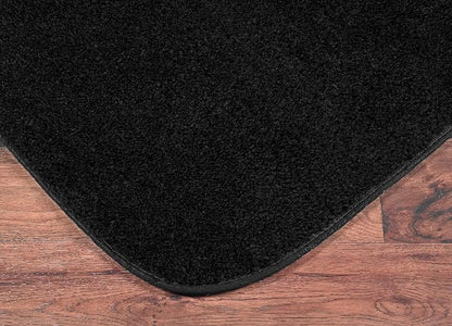 Garland Rug Traditional Nylon Washable Black 5 Piece Set - Lid, Contour, 3 Bath Rugs - Soft, Absorbent, and Stylish for Your Bathroom