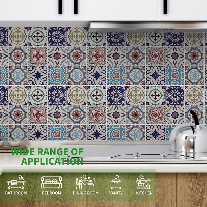 LONGKING Peel and Stick Backsplash Tile Stickers, Pistachio and Blue Tile for Kitchen, Stick on Wall Tiles (10 Sheets) | Peel and stick backsplash, self-adhesive wall tile, Pistachio Blue, waterproof, kitchen bathroom wall, 10-sheet