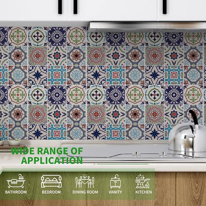 LONGKING Peel and Stick Backsplash Tile Stickers, Pistachio and Blue Tile for Kitchen, Stick on Wall Tiles (10 Sheets) | Peel and stick backsplash, self-adhesive wall tile, Pistachio Blue, waterproof, kitchen bathroom wall, 10-sheet