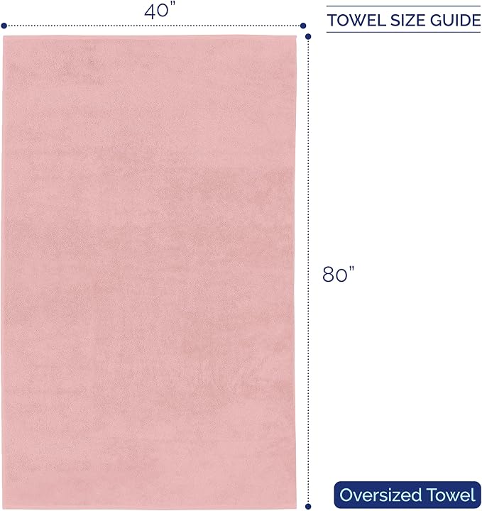 Elegant Comfort Premium Super Soft Highly Absorbent 1 Piece Oversized Bath Sheet - 40" x 80" inch, Luxurious Hotel Spa Quality 100% Turkish Cotton Extra Large Bath Towels for Adults, Dusty Rose