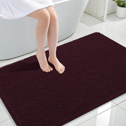 OLANLY Large Bathroom Rugs 44x32, Extra Soft Absorbent Chenille Bath Rugs | Black Cherry, Quick-Drying Rubber Backing, Washable Bath Mat for Bathroom Floor, Tub and Shower, Home Decor Accessories