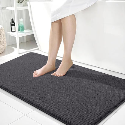 OLANLY Memory Foam Bathroom Runner Rug 44x24, Absorbent Long Mat, Dark Grey | Soft Quick Dry Bath Rugs, Non-Slip Carpet, Machine Washable Mat for Bathroom Floor, Tub and Shower, Home Decor Accessories