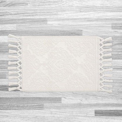 Jean Pierre - Ricardo Bath Mat, Woven Fringe Bathroom Rugs, 100% Cotton, Premium Bathroom Decor - Measures 17" x 31" - Ivory