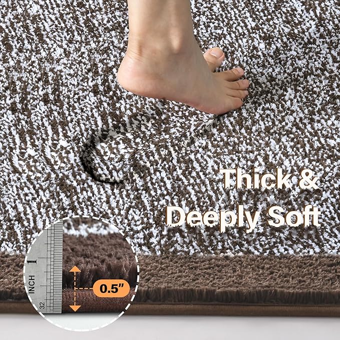 48x32 Large Bathroom Rugs Washable Non Slip, Brown Bath Mat for Bathroom Floor Tub, Soft Absorbent Quick Dry Mats for Shower, Bathtub,Home Decor