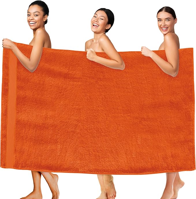 Elegant Comfort Premium Super Soft Highly Absorbent 1 Piece Oversized Bath Sheet - 40" x 80" inch, Luxurious Hotel Spa Quality 100% Turkish Cotton Extra Large Bath Towels for Adults, Orange