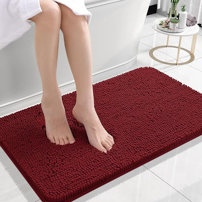 OLANLY Small Bathroom Rugs 24x16, Extra Soft Absorbent Chenille Bath Rugs | Red, Quick-Drying Rubber Backing, Machine Washable Bath Mat for Bathroom Floor, Tub and Shower, Home Decor Accessories
