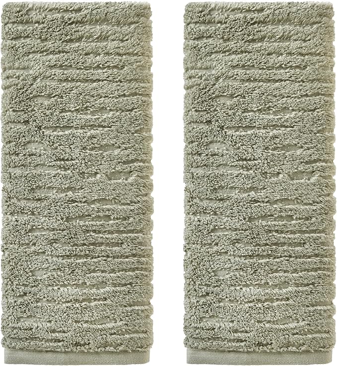SKL Home CloudSoft Hand Towel Set, 2-Piece, 100% Cotton Luxury, Sage | Premium spa-level quality. 600 GSM weight. Ultra plush & absorbent. For use in the bathroom, kitchen, bar or any sink space.
