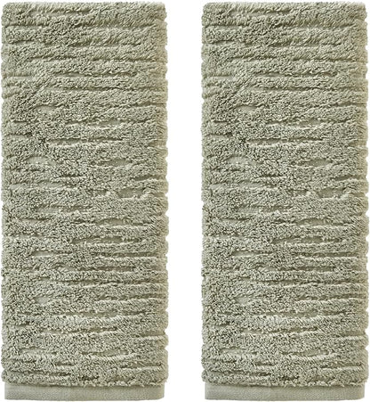 SKL Home CloudSoft Hand Towel Set, 2-Piece, 100% Cotton Luxury, Sage | Premium spa-level quality. 600 GSM weight. Ultra plush & absorbent. For use in the bathroom, kitchen, bar or any sink space.