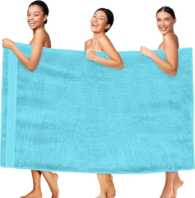 Elegant Comfort Premium Super Soft Highly Absorbent 1 Piece Oversized Bath Sheet - 40" x 80" inch, Luxurious Hotel Spa Quality 100% Turkish Cotton Extra Large Bath Towels for Adults, Aqua