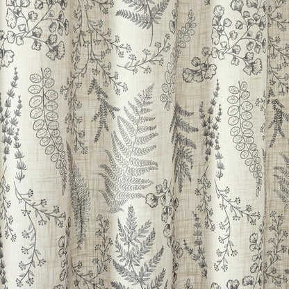 Lush Decor - Shower Curtain, Textured Linen Design, Botanical Dreams, Floral Bathroom Decor (Light Linen/Black, 72" x 72")
