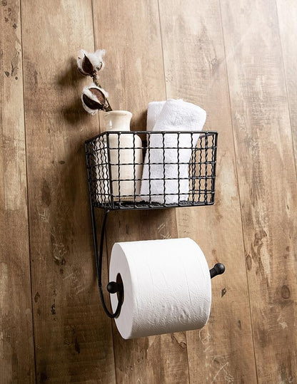 DII Rustic Farmhouse Bathroom Décor, Metal Storage, Toilet Paper Holder, Black