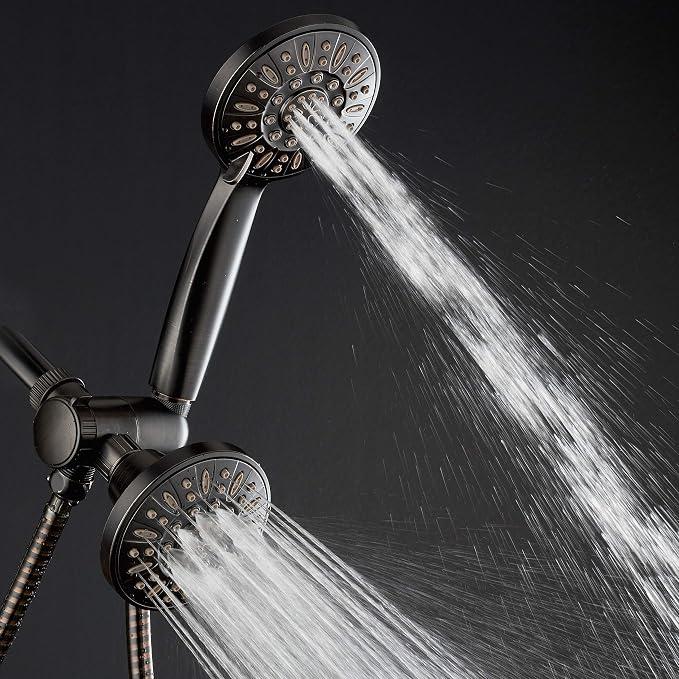 AquaDance Oil Rubbed Bronze Premium High Pressure 48 3-Way Combo for The Best of Both Worlds – Enjoy Luxurious Rain Head and 6-Setting Hand Held Shower Separately or Together | Enjoy Two 6-Setting Rain & Hand Showerheads Separately or Together for the ...