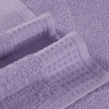 GLAMBURG 100% Cotton Ultra Soft 6 Pack Towel Set, Contains 2 Bath Towels 28x55 Inches, 2 Hand Towels 16x24 Inches & 2 Wash Coths 12x12 Inches, Compact Absorbent Lightweight & Quickdry - Purple