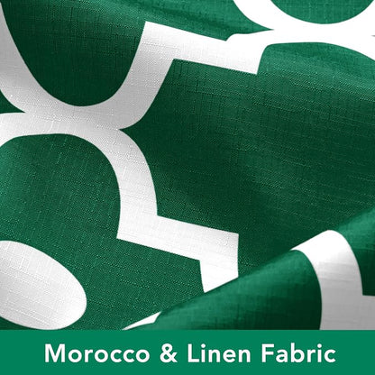 Fabric Modern Moroccan Shower Curtains for Bathroom-Hunter Green & White | 72"W x 72"L Textured Faux Linen Elegant Classic Bath Decor-Hotel Quality Transitional Geometric Washable & Breathable Cloth