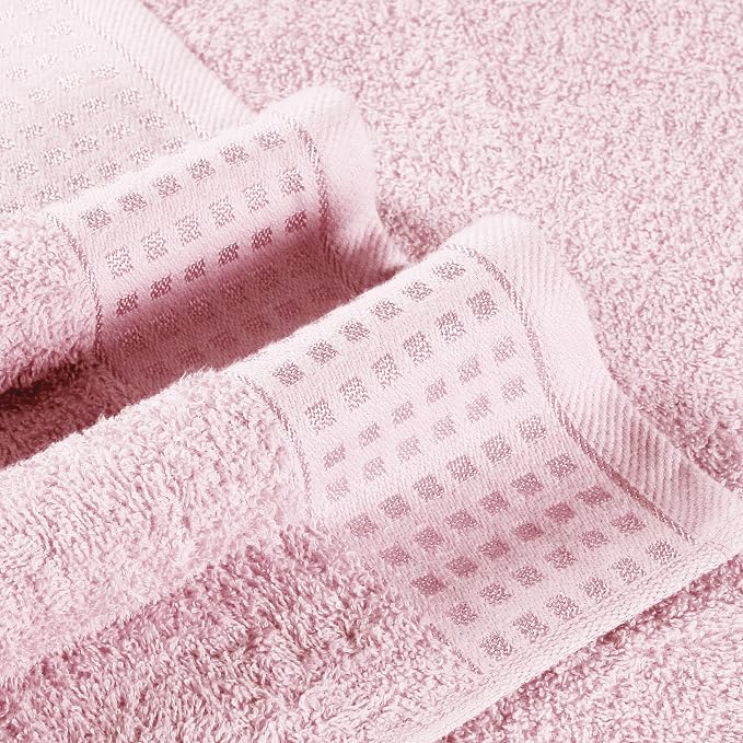 GLAMBURG 100% Cotton 2 Pack Oversized Bath Towel Set 28x55 Inches, Ultra Soft Highly Absorbant Compact Quickdry & Lightweight Large Bath Towels, Ideal for Gym Travel Camp Pool - Pink