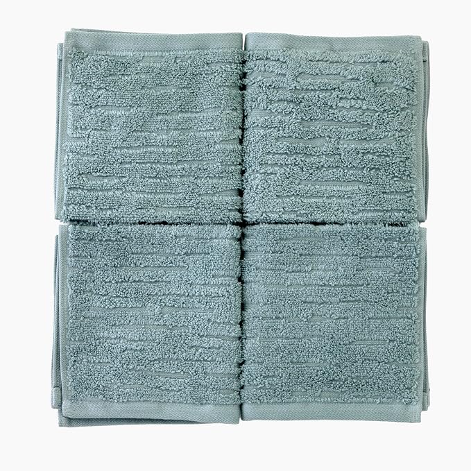 SKL Home CloudSoft Washcloth Set, 4-Piece, 100% Cotton Luxury, Teal | Premium spa-level quality. 520 GSM weight. Ultra plush & absorbent.