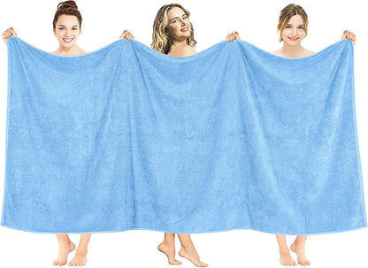 American Soft Linen 100% Cotton 600 GSM Turkish 40x80 Oversized Bath Towel Sheet, Extra Large Adult Towels for Bathroom, Sky Blue Bath Sheet