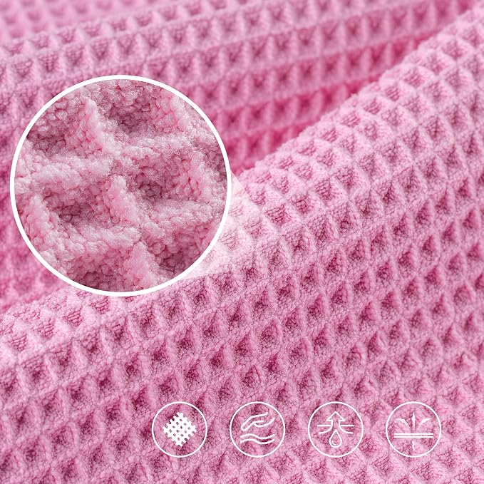 POLYTE 430 GSM Poly Blend Microfiber Quick Dry Waffle Bath Towel, 30x60 in | 4 Pack, Oversize, Lint Free, Body Towel