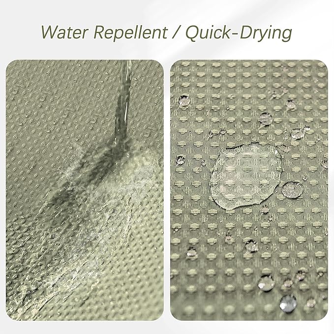 Khaki Stall Shower Curtain Waffle Weave Fabric, Luxury Waterproof Shower Curtains, 256GSM Heavy Duty Camper Shower Curtain for Travel Trailers with 6 Metal Hooks, 36Wx72H